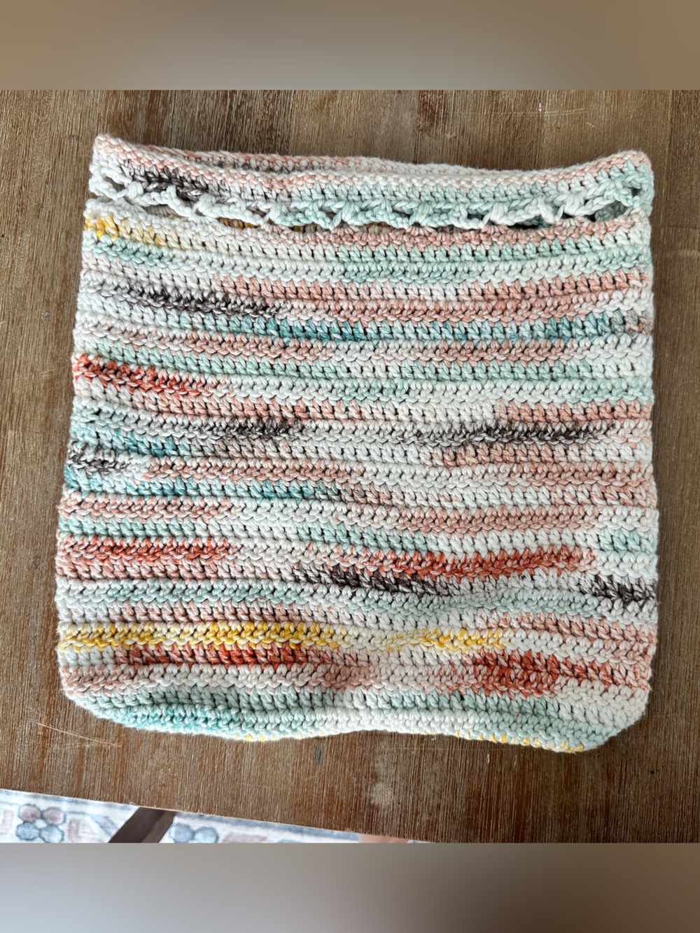 Handmade Crochet Market Tote Bag Pastel Stripe Boho Reusable 100% cotton